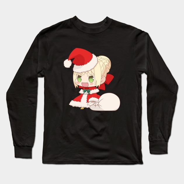 CUTE CHIBI SANTA SABER NERO from FATE GRAND ORDER Long Sleeve T-Shirt by zerooneproject